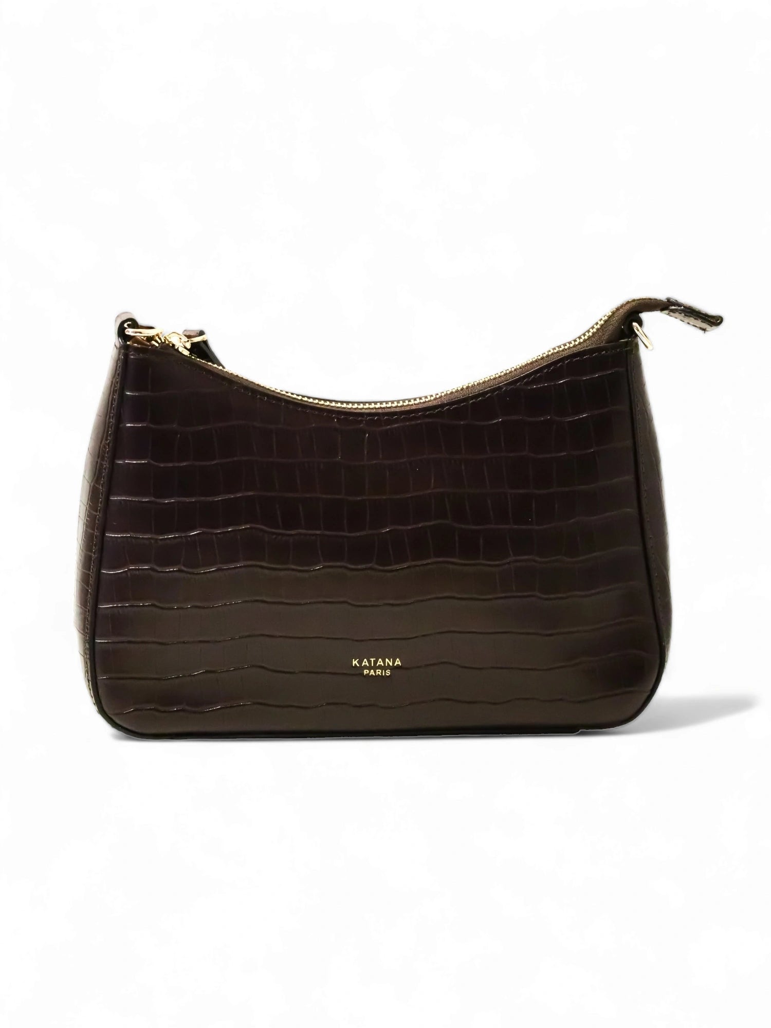 Sac à main croco à bandoulière marron élégant