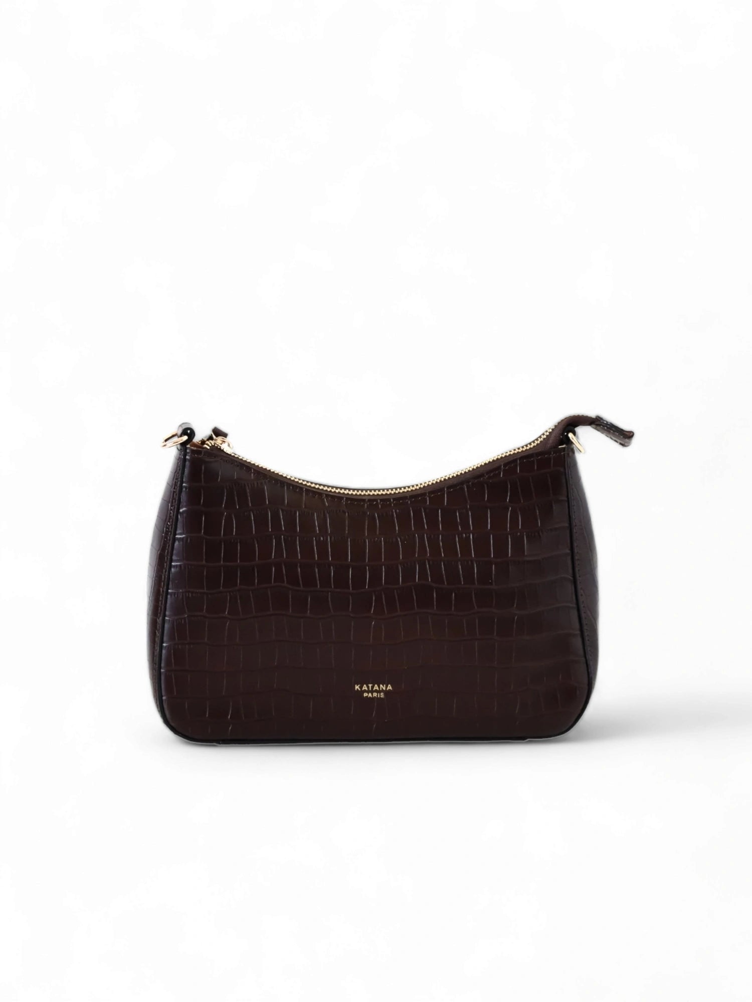 Sac à main croco à bandoulière marron