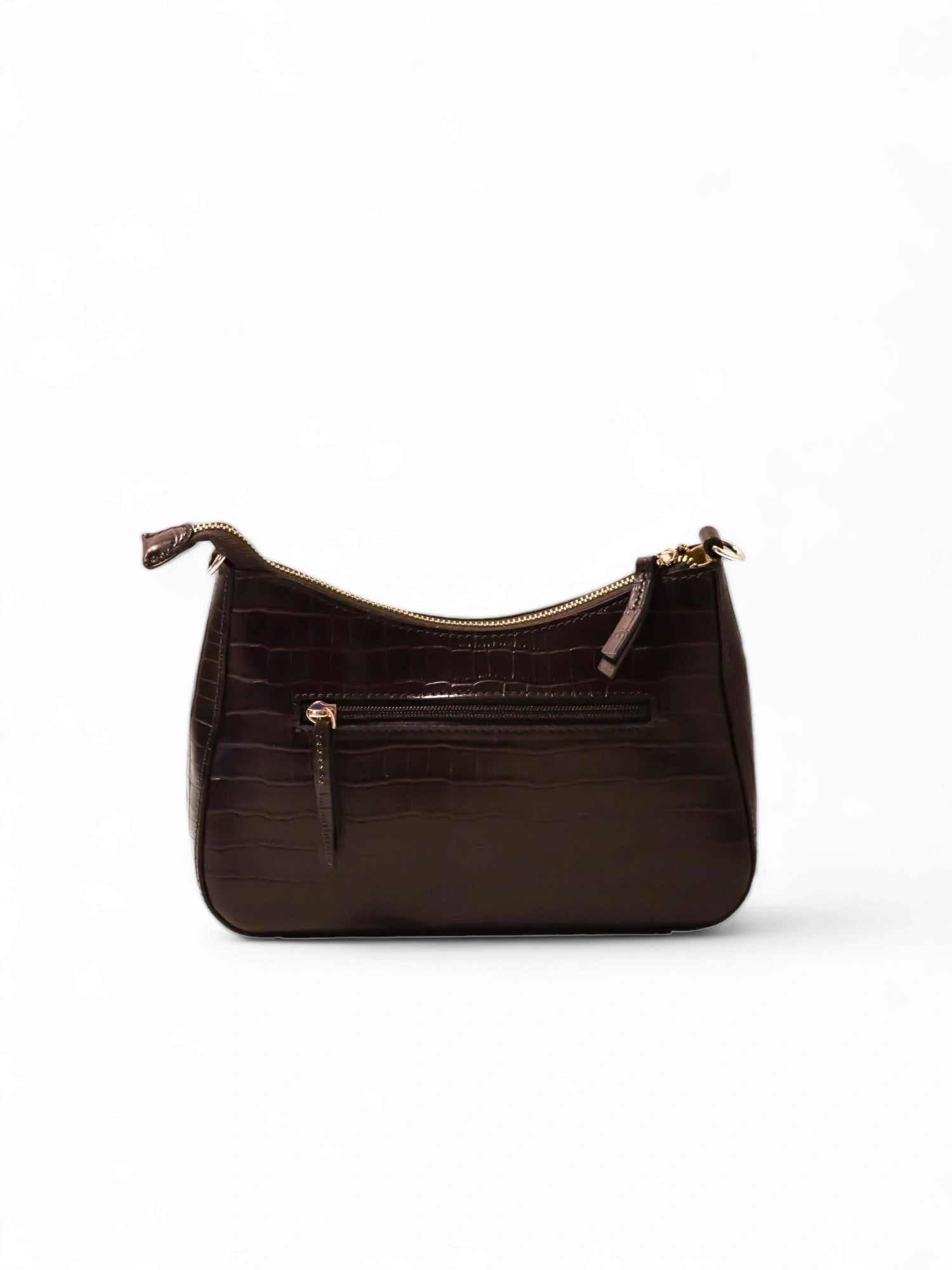 Sac à main croco à bandoulière marron en cuir