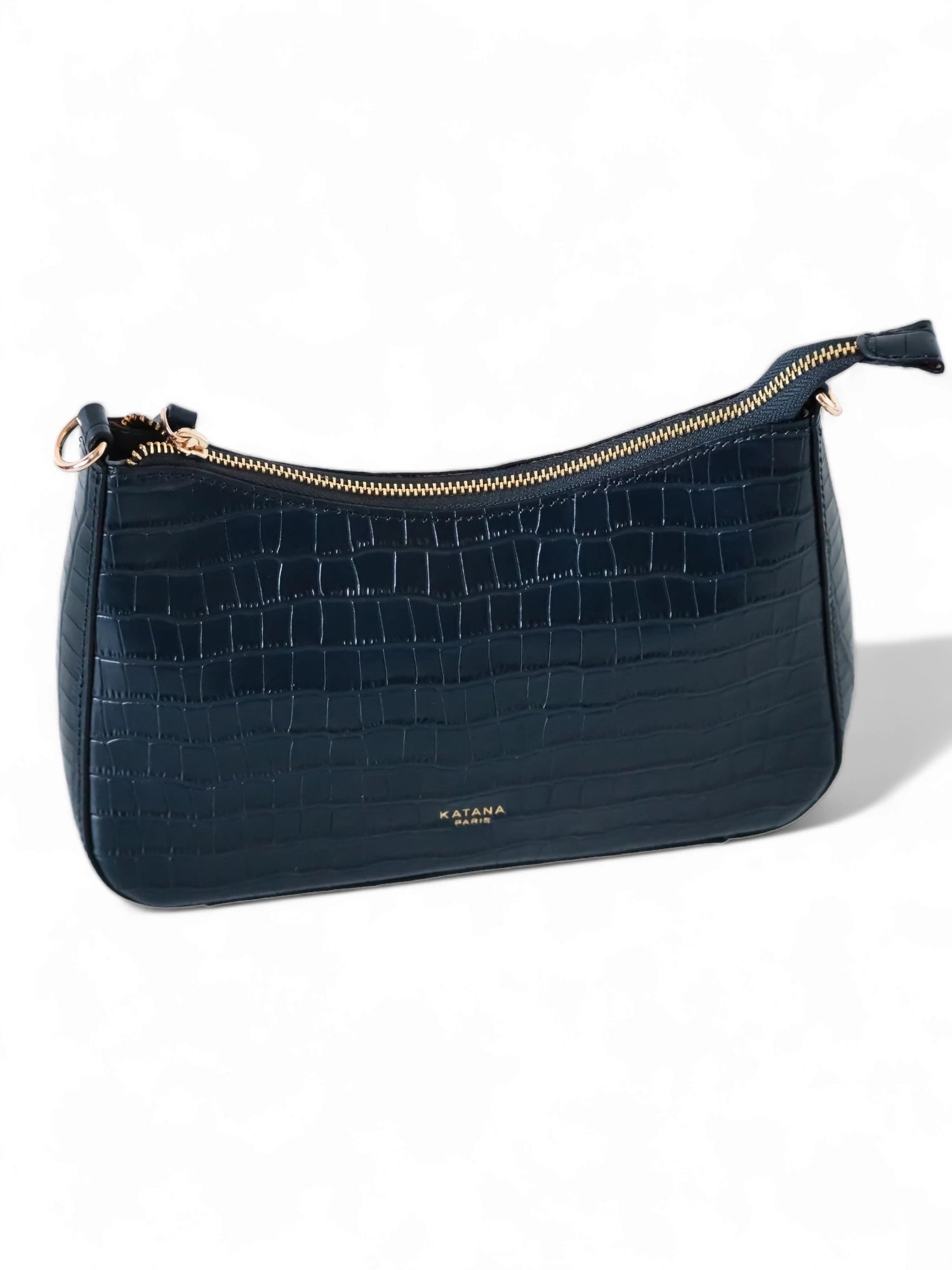 Sac à main croco baguette bleu en cuir pour femme