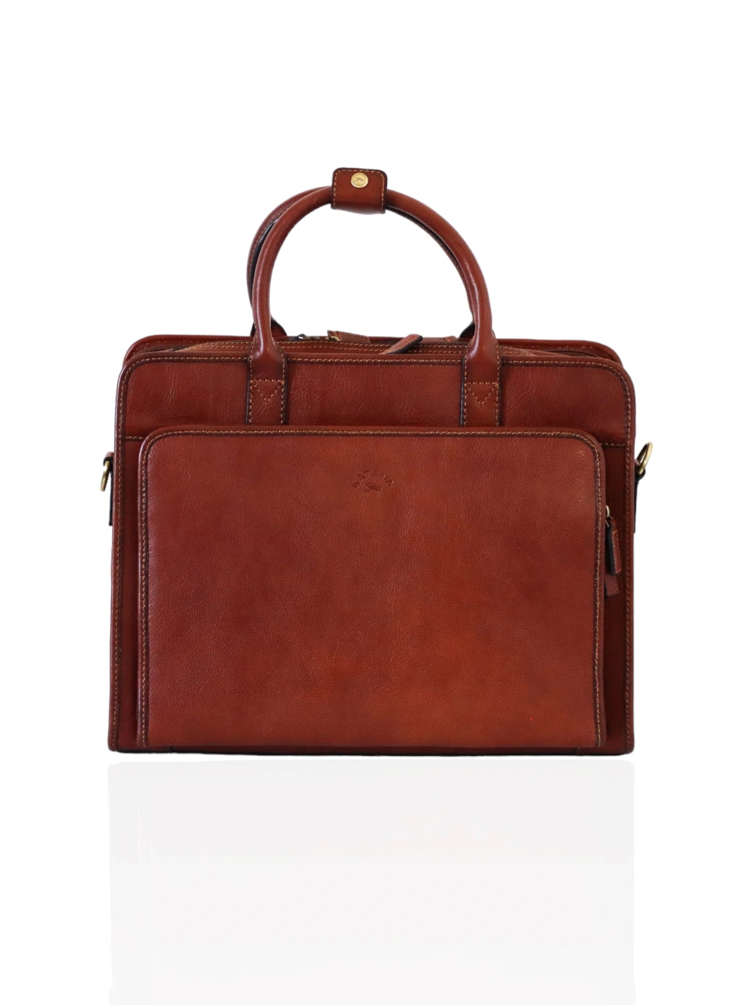 cartable en cuir noir pour ordinateur marron katana 31044 - vue de face 