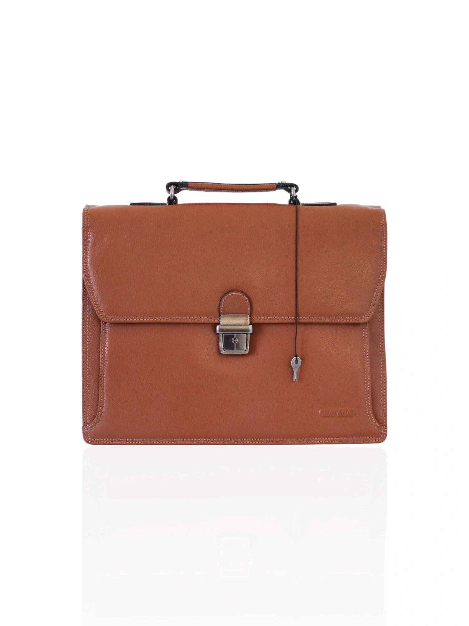 cartable en cuir marron katana 69327 -vue de face 