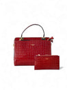 Ensemble Sac à main cuir et portefeuille assorti katana rouge 