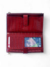 grand portefeuille en cuir croco rouge avec porte carte