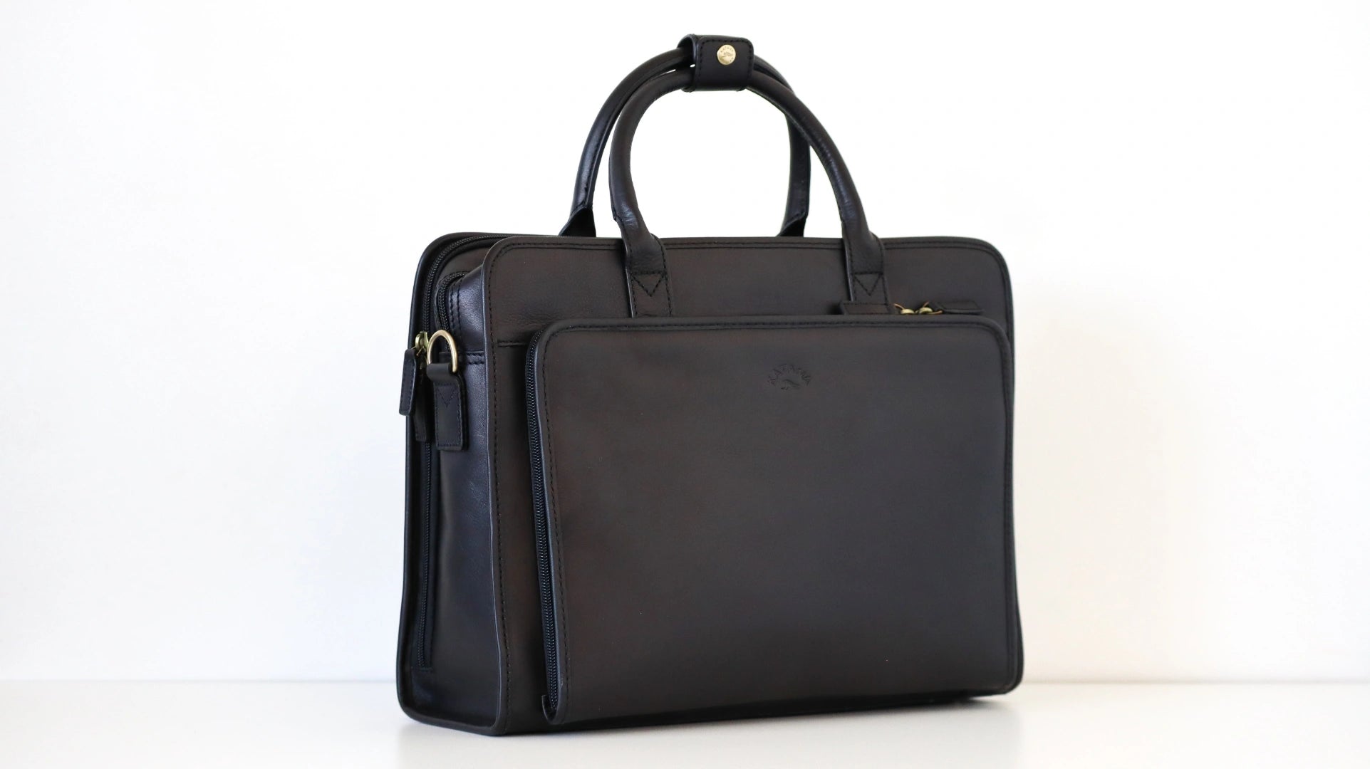 cartable en cuir noir pour ordinateur avec poignées Katana 31044 - vue de profil 
