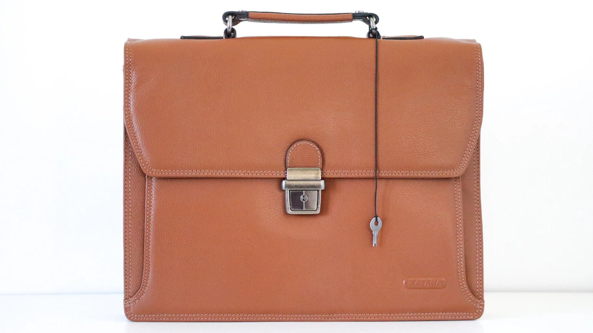 cartable porte documents cuir marron katana 69327 - vue de face 