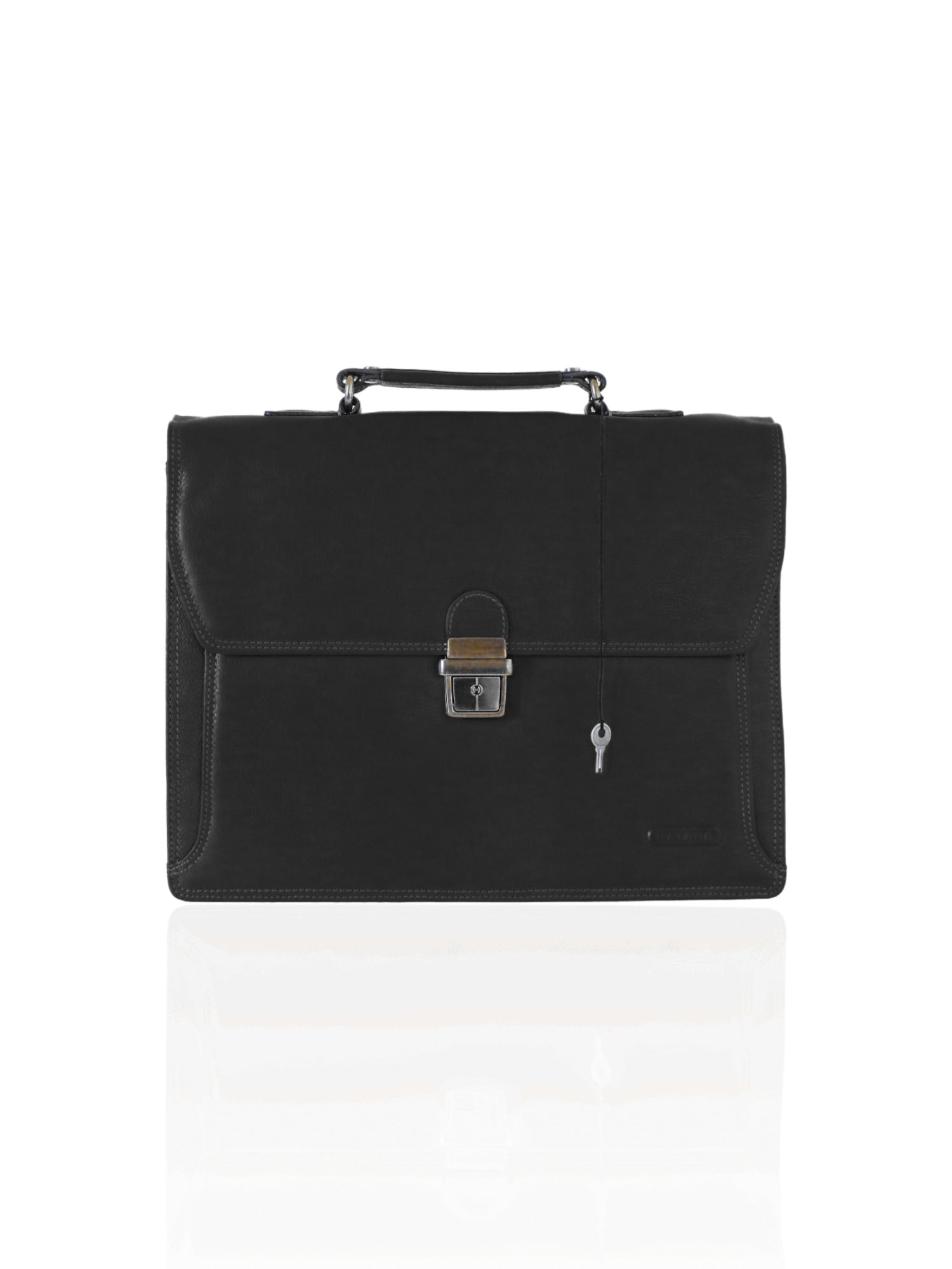 cartable en cuir noir pour ordinateur 69327 - vue de face 